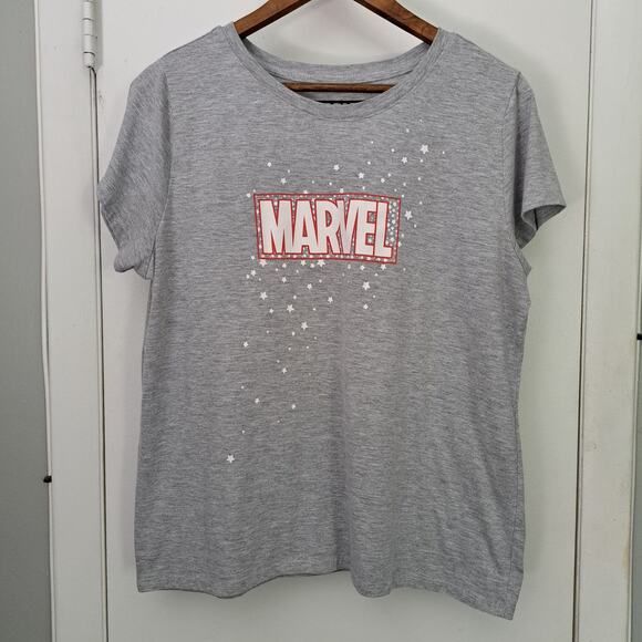 Marvel Gray Women's Large Short Sleeve Logo T-Shirt - Picture 1 of 4